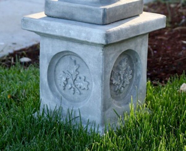 Leaf Motif Pedestal Cast Stone Base for Statuary Display Cement